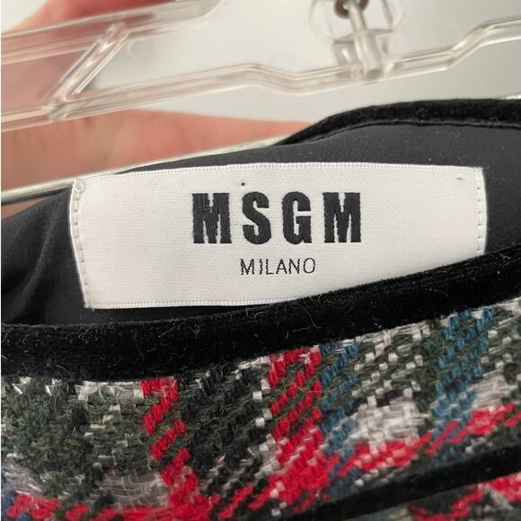 Vintage MSGM red green and silver plaid frayed punk mini skirt - XS or 0 - Picture 2 of 4